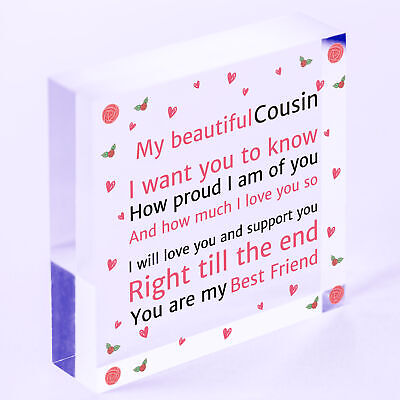 Cousin Birthday Christmas Card Birthday Gift Wooden Heart Thank You Keepsakes