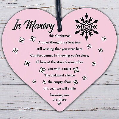 In Memory Christmas Memorial Decorations Wood Heart Tree Bauble Gift Mum Dad Nan