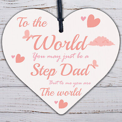 Step Dad Daddy Gifts Christmas Birthday Wooden Heart Plaque Sign Gift Keepsake