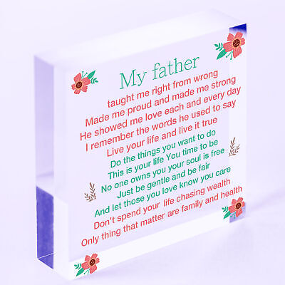 My Father Fathers Day Dad Wood Heart Sign Memorial Plaque For Him Daughter Gift