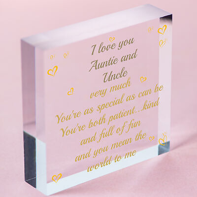 Auntie And Uncle Gift Heart Plaque Auntie Uncle Birthday Xmas Gift From Niece