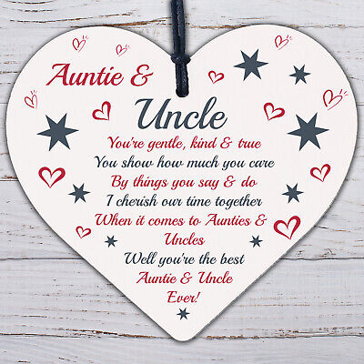 Auntie And Uncle Plaque Wooden Heart Quirky Gifts For Uncle Auntie Keepsake Sign