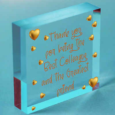 Thank You Wood Heart Plaque Friendship Gift For Colleague Friend New Job Present