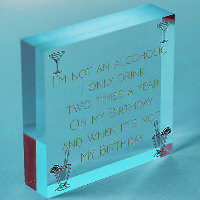 Funny Not An Alcoholic Friend Birthday Gift Beer Gin Wall Plaque Bar Signs