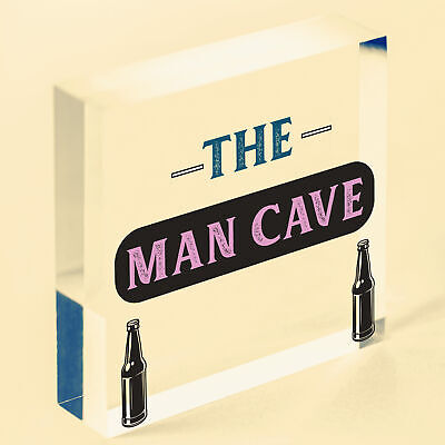 Rustic THE MAN CAVE Sign Garage Shed Plaque Funny Gift For Him Men Keepsake