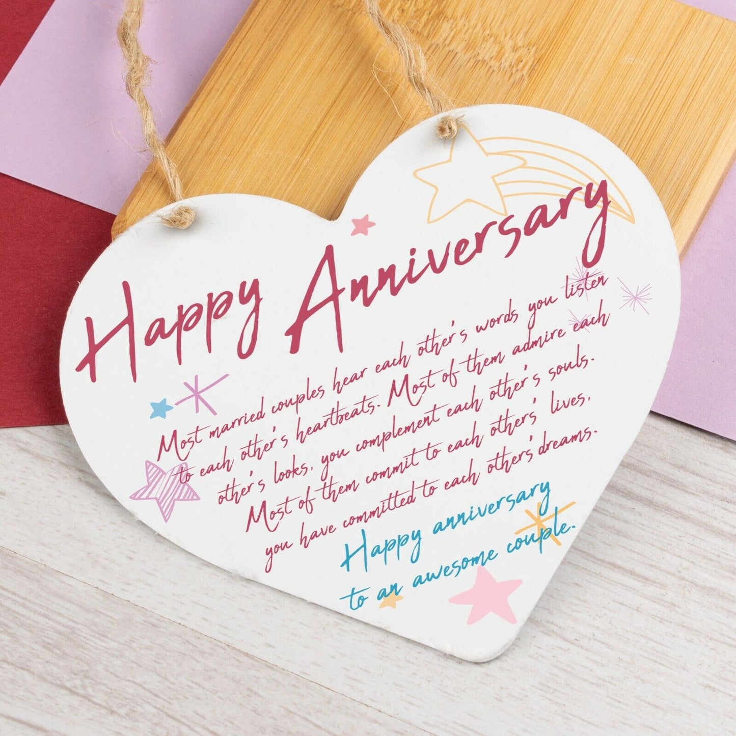 Wedding Anniversary Gift Heart Hanging Sign Happy Anniversary Gift Plaque