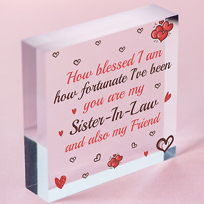 Sister In Law Gift Wooden Heart Chic Plaque Keepsake Birthday Gift Thank You