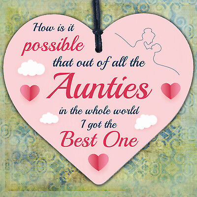 Auntie Gifts For Birthday Christmas Wooden Heart Auntie Decoration Card Plaque