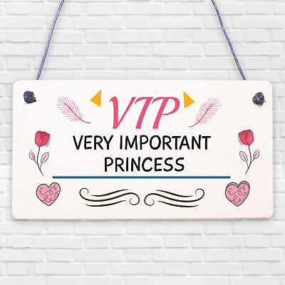 VIP Princess Novelty Hanging Plaque Friendship Gift Daughter Bedroom Door Sign