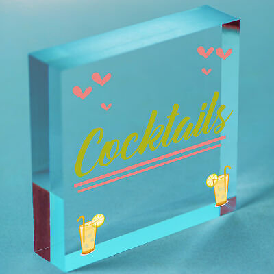 Cocktail Neon Effect Hanging Plaque Home Bar Pub Sign Friendship Man Cave Sign