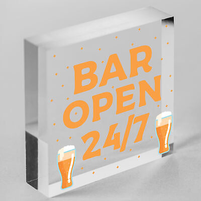 Bar Sign Pub Club Home Bar Open Display Hanging Plaque Kitchen Friendship Gift