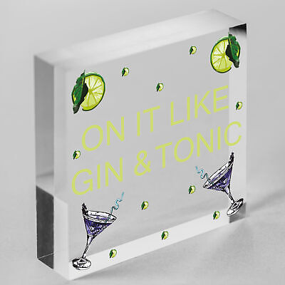 Handmade Plaque Gift For Gin Lovers Funny Gin And Tonic Bar Sign Keepsake Gift