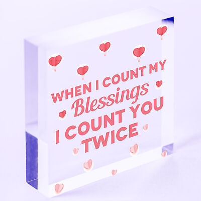 Blessings Count You Twice Wooden Hanging Heart Plaque Friendship Love Gift Sign