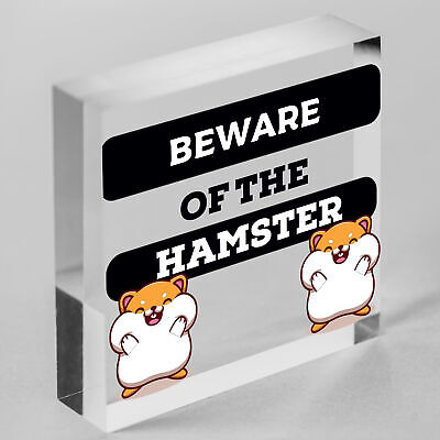 Beware Of The Hamster Novelty Wooden Hanging Shabby Chic Plaque Hamsters Sign