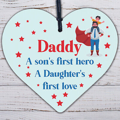 Daddy Daughter Dad Son Sentimental Gift Heart Plaque Birthday Christmas Keepsake