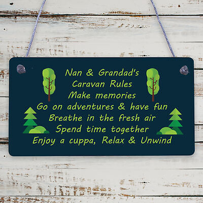 Caravan Plaque Novelty Chic Camping Holiday Sign Nan Grandad Gift Home Accessory