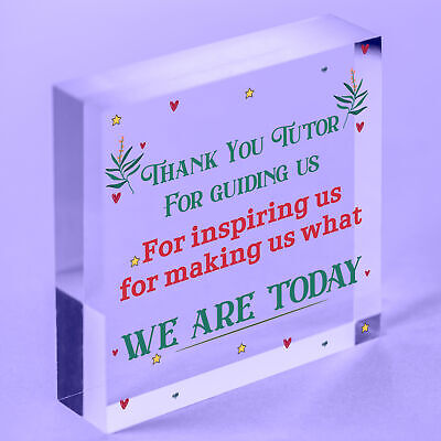 Thank You Tutor Teacher Mentor Support Wooden Heart Leaving Gift Plaque Sign