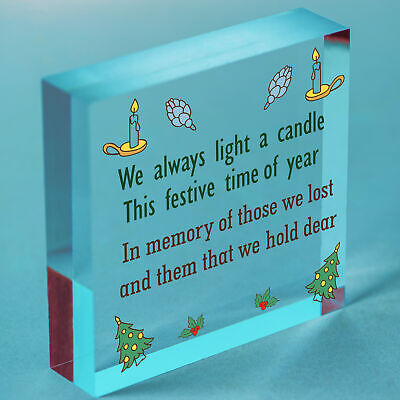 Light Candle Christmas Memorial Bereavement Hanging Plaque Tree Decoration Sign