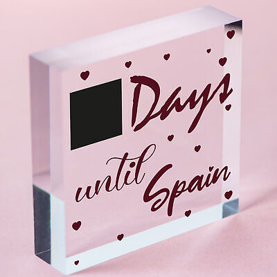 Chalkboard Holiday Countdown To SPAIN Novelty Plaque Sign Gift For Friend Family