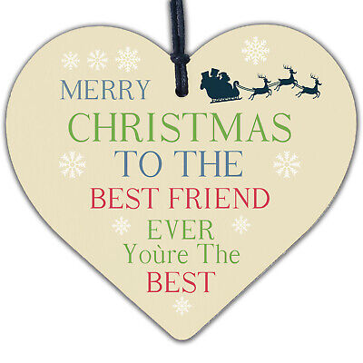 Christmas Gift For Best Friend Hanging Wood Heart Bauble Gift For Her Friendship