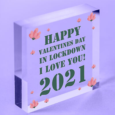 Happy Valentines Day In Lockdown Gift Wooden Heart Gift For Him Her Keepsake