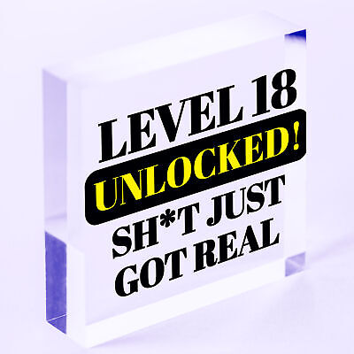 18th Birthday Gift Gamer Level Unlocked Gift For Him Her Men Funny Rude Sign