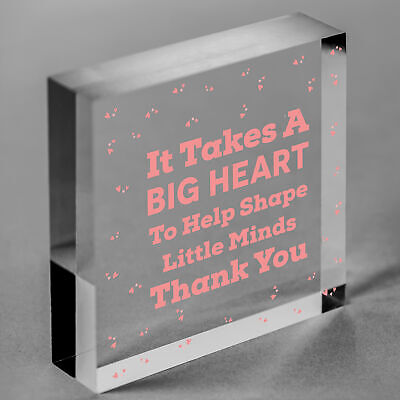 Big Heart Little Minds THANK YOU Teacher Mentor Tutor Nursery Child Gift Plaque