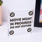 Cinema Room Sign NEON EFFECT Movie Night Dont Disturb Plaque Home Decor Gift