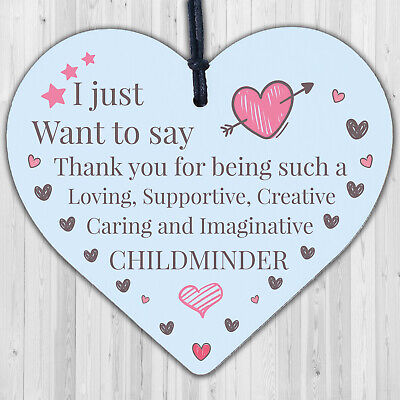 Thank You Gift For Childminder Babysitter Wooden Heart Leaving Pre School Gift