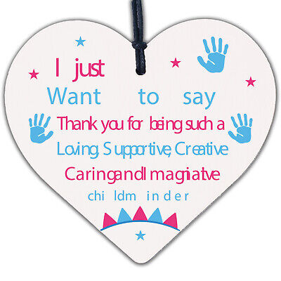 Thank You Gift For Childminder Babysitter Wooden Heart Leaving Pre School Gift