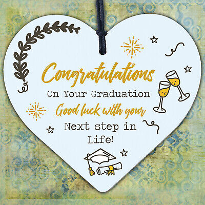 Congratulations On Your Graduation Wooden Heart Plaque Present Graduate Gifts