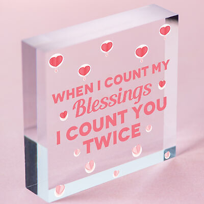 Blessings Count You Twice Wooden Hanging Heart Plaque Friendship Love Gift Sign