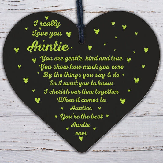 Best Auntie Ever Plaque Wood Heart Auntie Birthday Christmas Gift Thank You