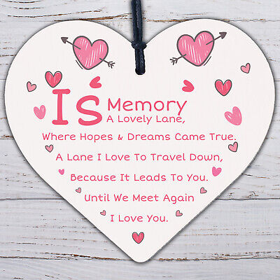 Memory Is A Lovely Lane Wooden Hanging Heart Memorial Plaque Heaven Love Sign