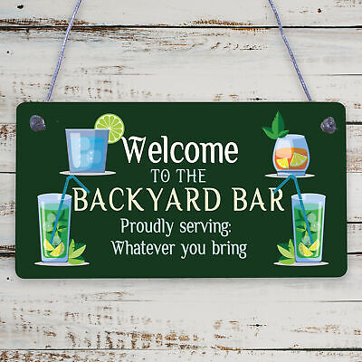 Novelty Garden Sign Backyard Bar Plaque Alcohol Man Cave Vintage Beer Gin Sign