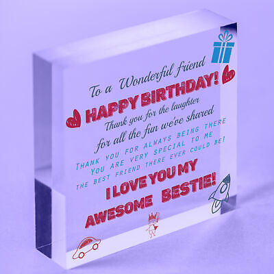 Friendship Best Friend Plaque Happy Birthday Heart Gift Mum Colleague Thank You