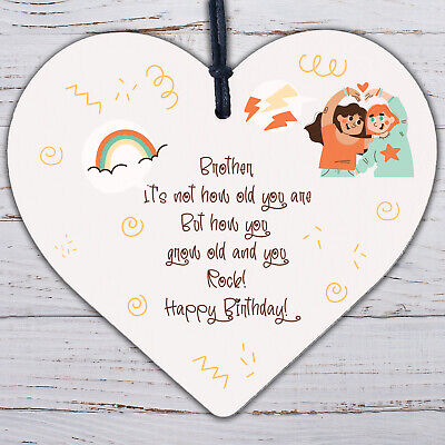 BROTHER Birthday Card Gift Wood Heart Funny Brother Gift For Men Keepsake Plaque