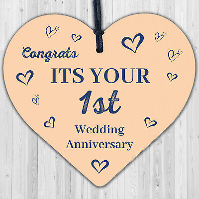 Congratulations First Wedding Anniversary Gift Heart 1st Anniversary Present