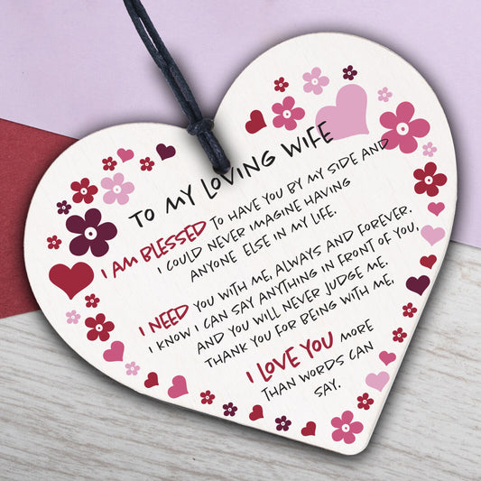 Wife Birthday Gifts Card Wooden Heart Anniversary Gifts For Her Girlfriend Signs