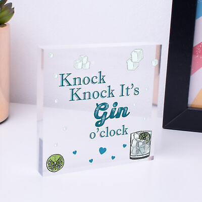 Gin O Clock Wood Heart Plaque Novelty Friendship Alcohol Birthday Gift Bar Decor