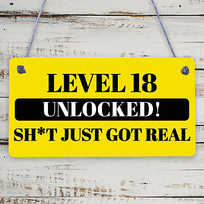 18th Birthday Gift Gamer Level Unlocked Gift For Him Her Men Funny Rude Sign