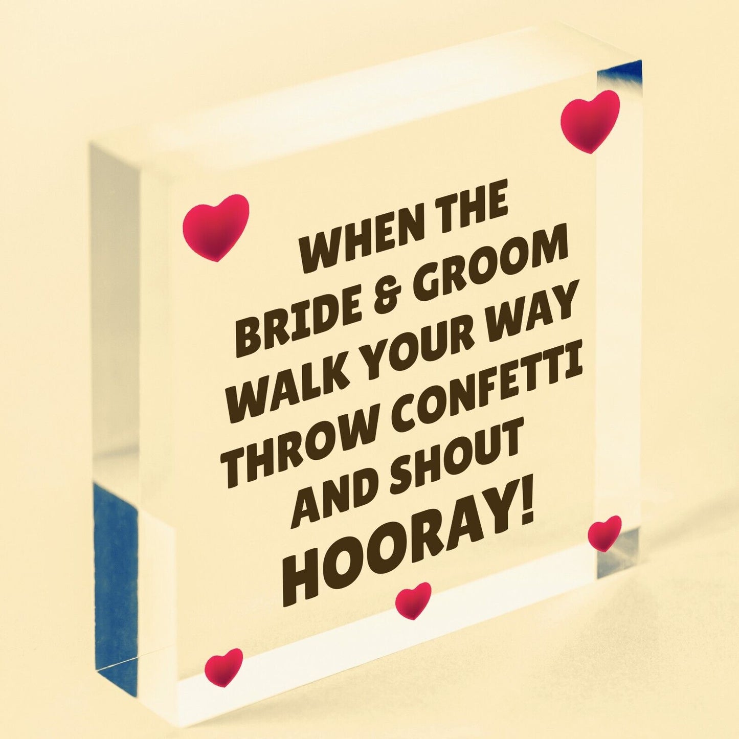 Throw Confetti And Shout Hooray Cute Hanging Wedding Day Plaque Decoration Sign