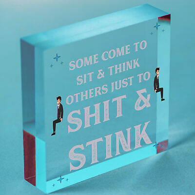 Some Come To Sit And Think Novelty Hanging Wooden Plaque Toilet Bathroom Sign