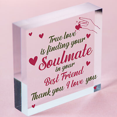 SOULMATE Gift Wooden Heart Best Friend Plaques Anniversary Valentines Day Gifts