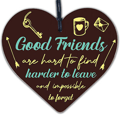 Best Friend Sign Friendship Plaque Handmade Chic Wooden Heart Thank You Gift