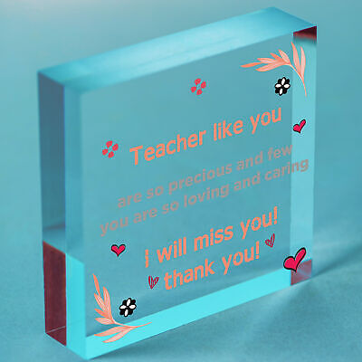 Teacher Leaving Gift Wood Hanging Heart Plaque Term End Present Thank You Sign