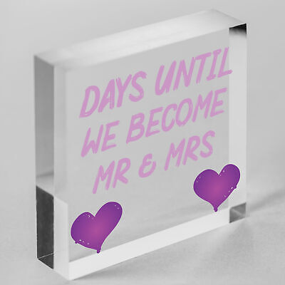 Countdown Days Unitl Mr & Mrs Couple Chalkboard Wedding Engagement Gift Sign