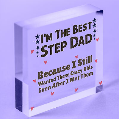 Best Step Dad Crazy Kids Novelty Wooden Hanging Plaque Fathers Day Love Gift