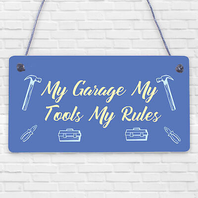 My Garage My Tools My Rules Man Cave Shed Hanging Plaque Father's Day Sign Gift