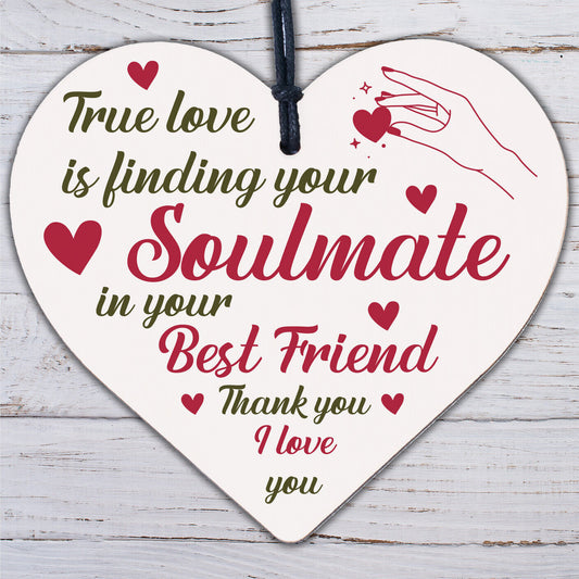 SOULMATE Gift Wooden Heart Best Friend Plaques Anniversary Valentines Day Gifts